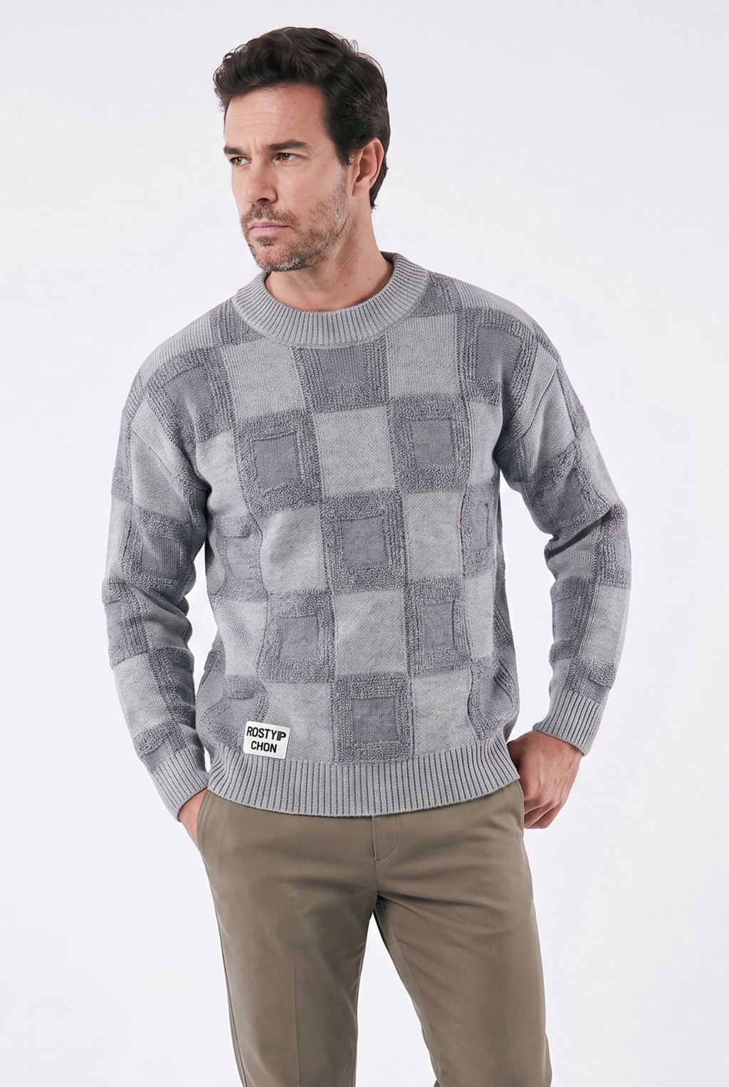 Pull en maille quadrillée Relevo pour homme | Relvorn