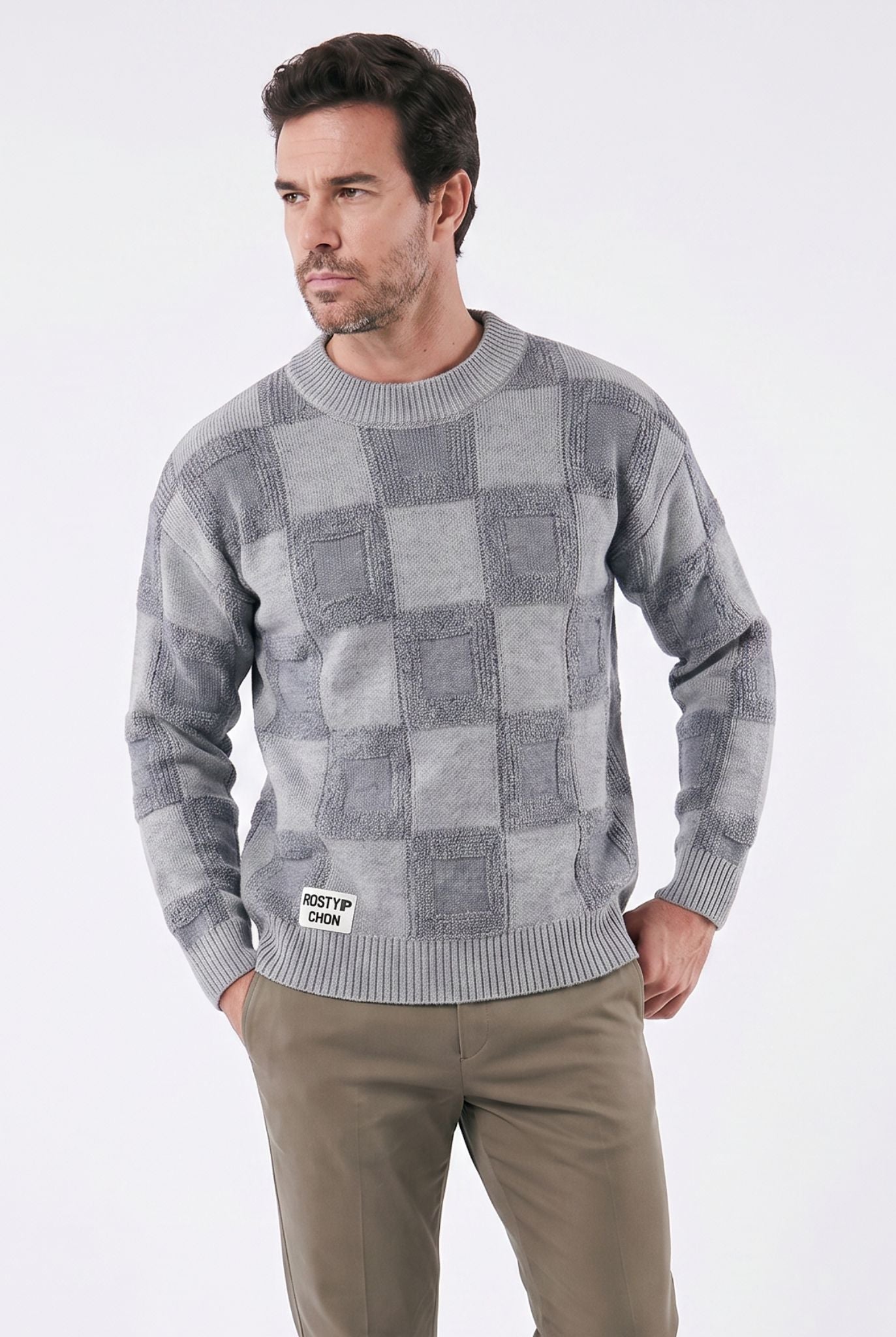 Men's Checked Knit in Relevo Sweater | Relvorn