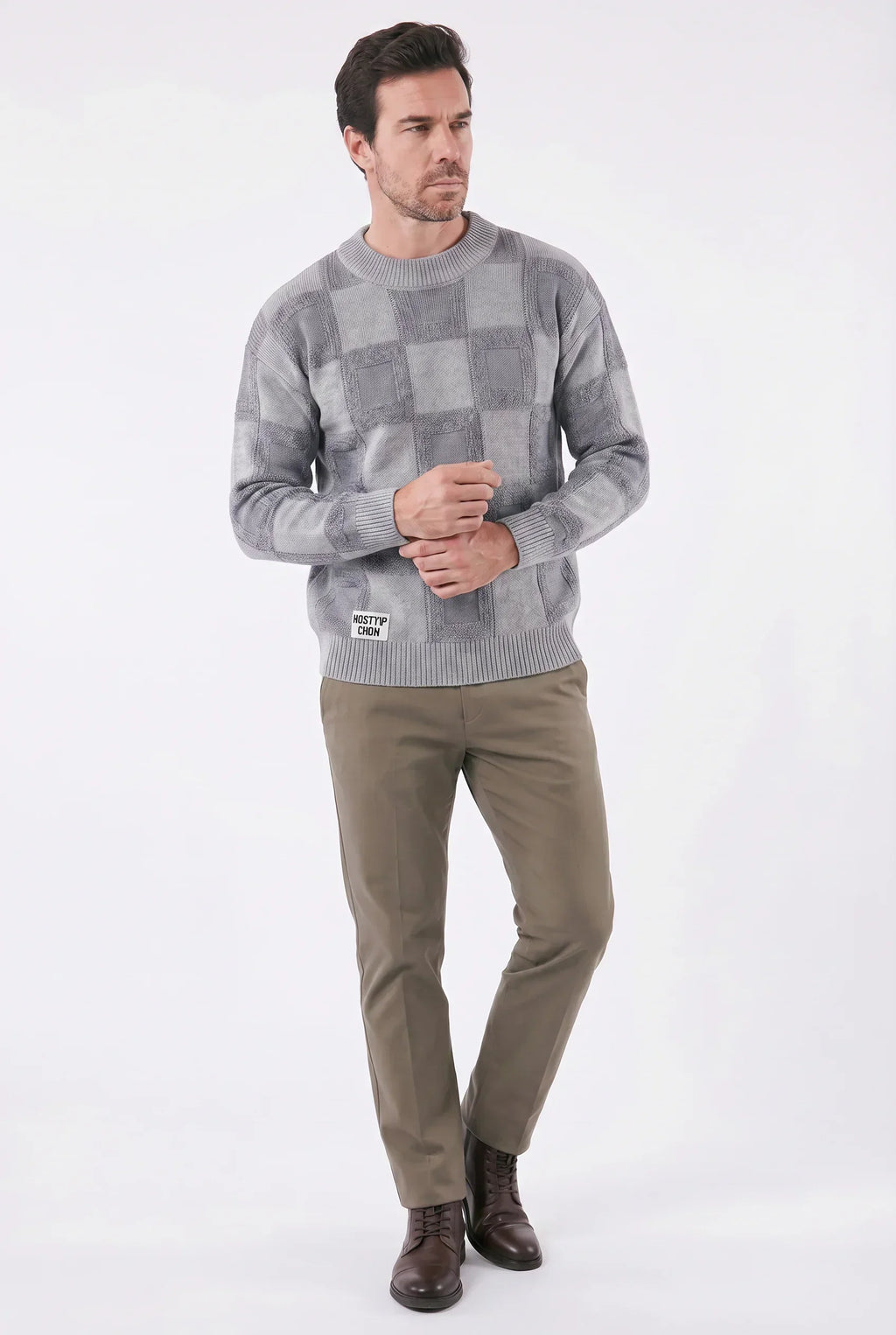 Pull en maille quadrillée Relevo pour homme | Relvorn