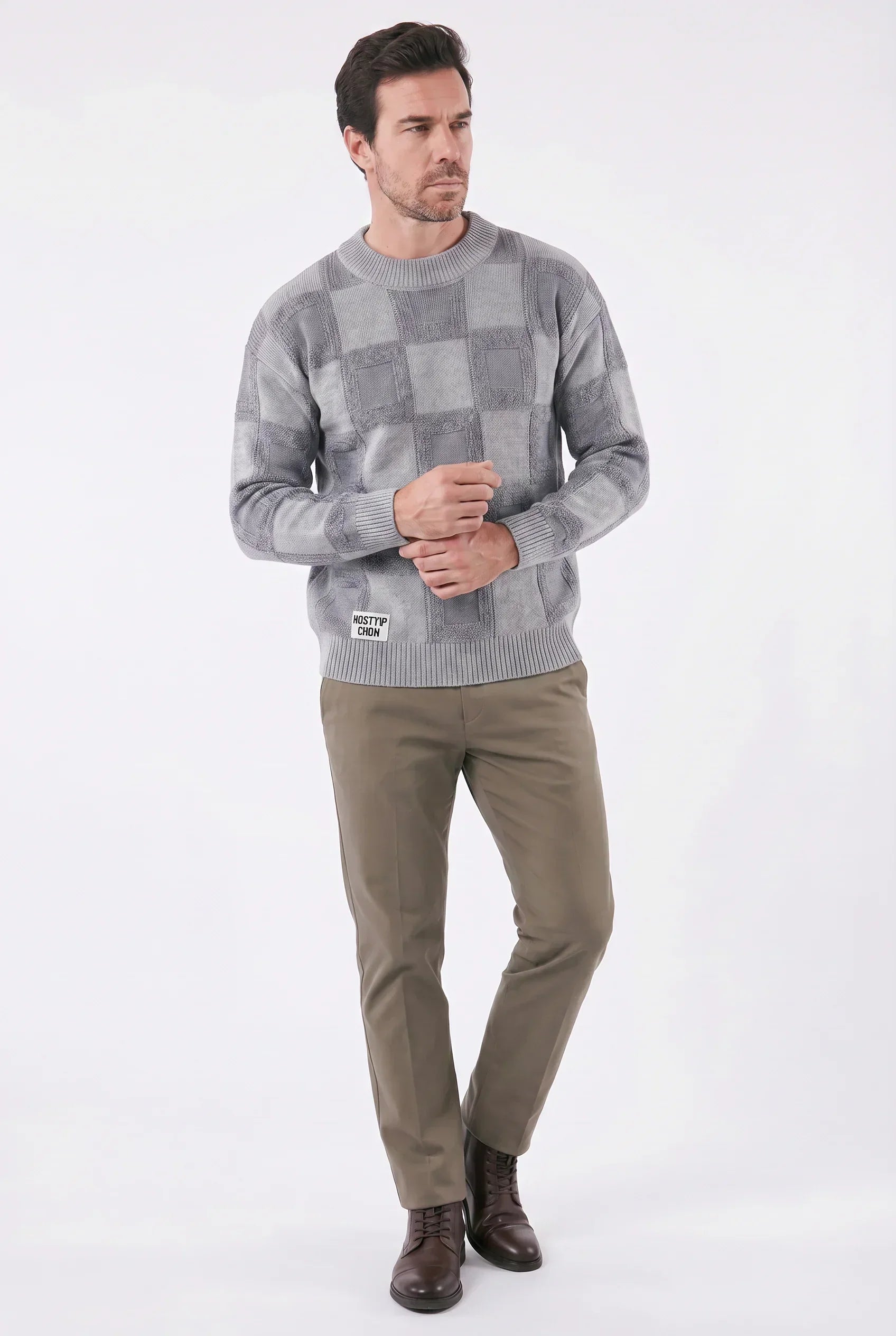 Men's Checked Knit in Relevo Sweater | Relvorn