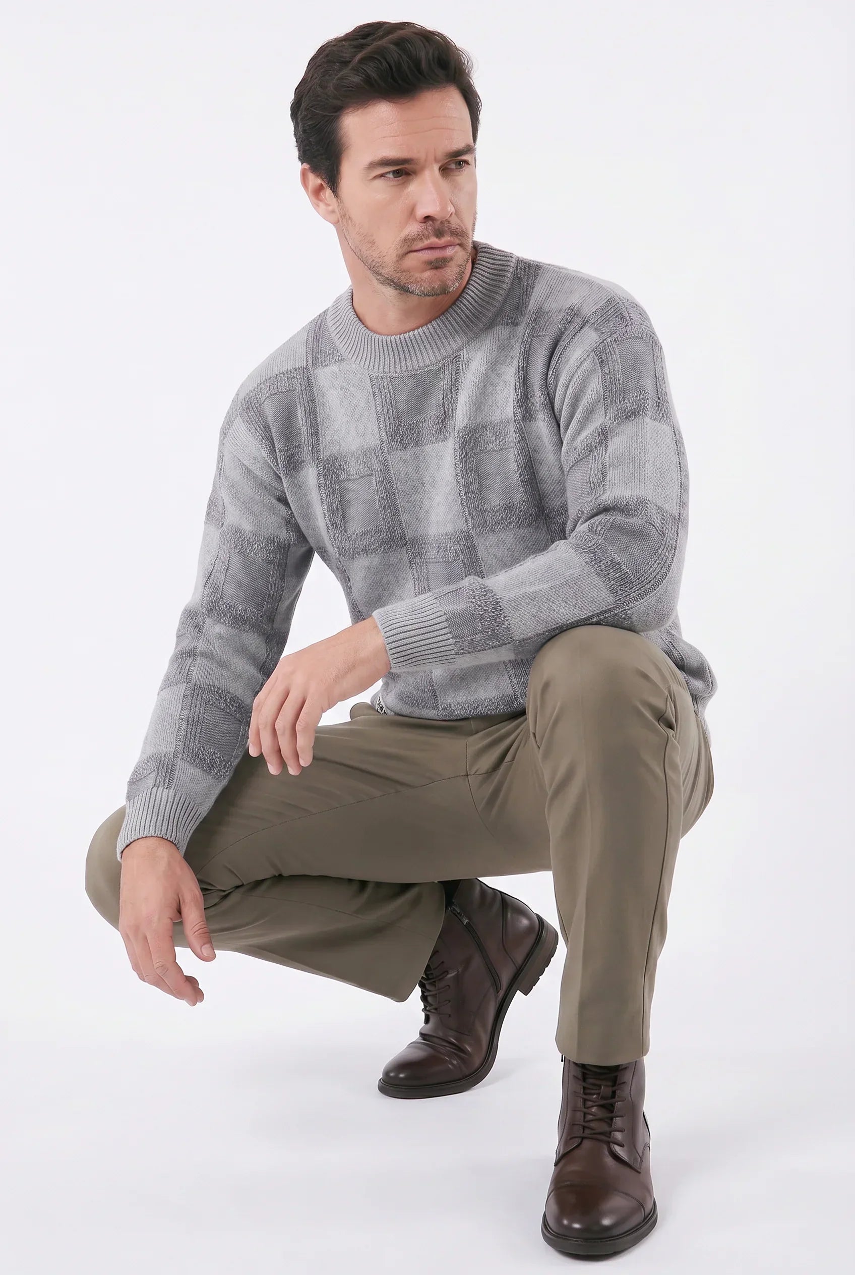 Men's Checked Knit in Relevo Sweater | Relvorn