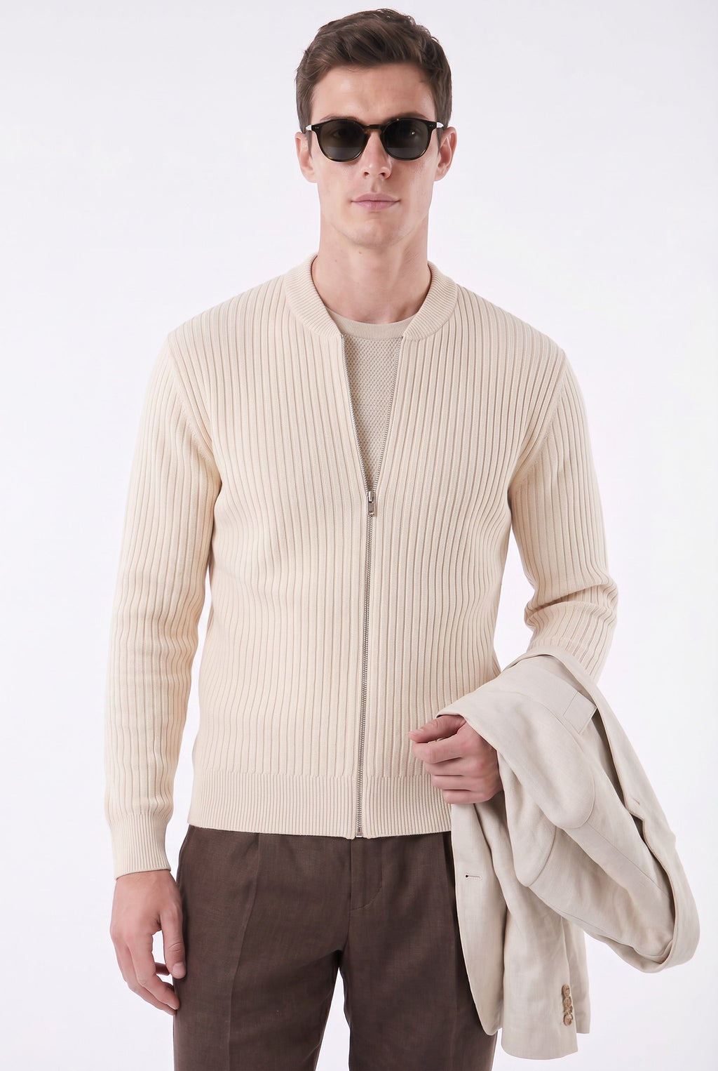 Chandail décontracté pour hommes en tricot quart de zip à fermeture éclair | Relvorn